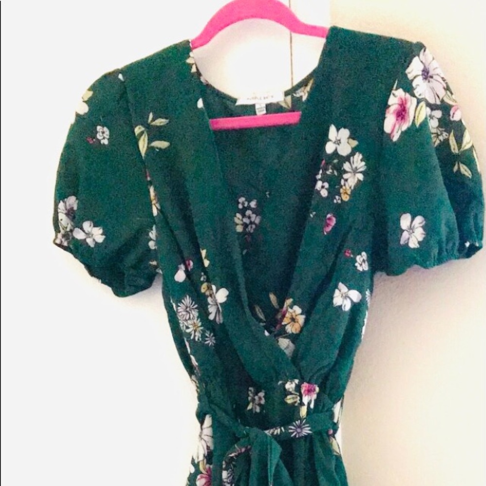 Forest green floral dress